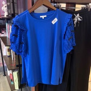 JOH Blue Ruffled Sleeve Top